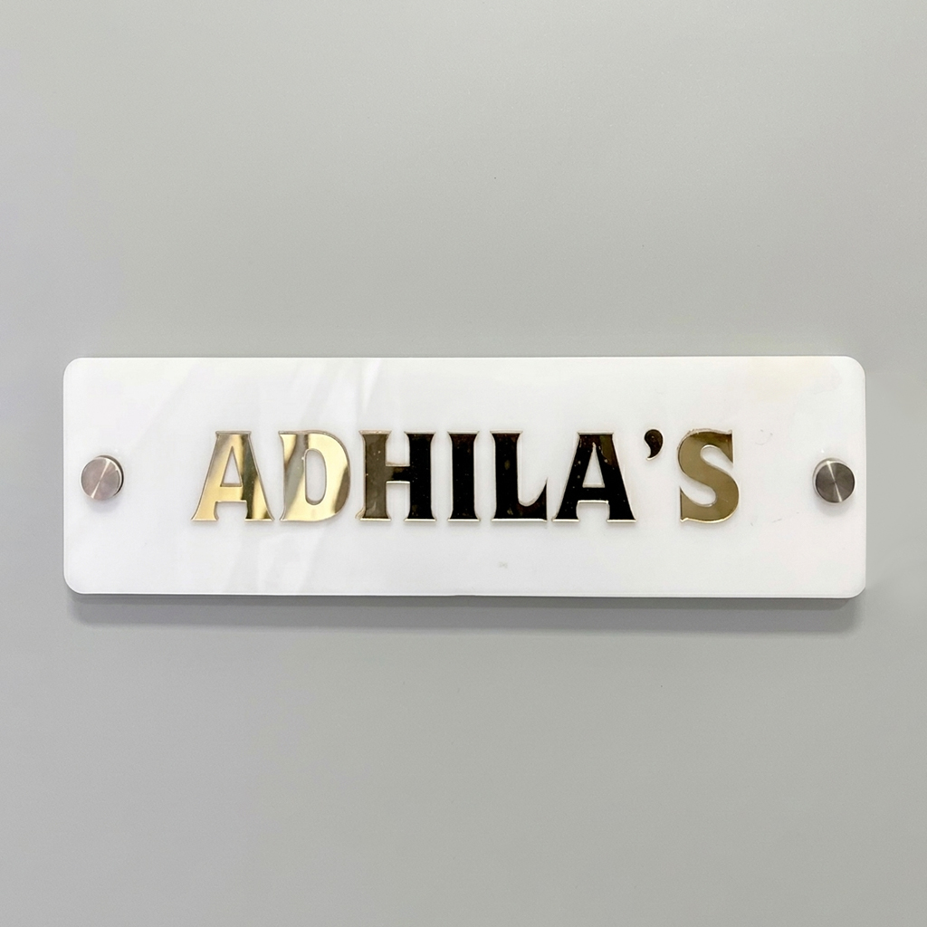Clean white and crisp gold house name board